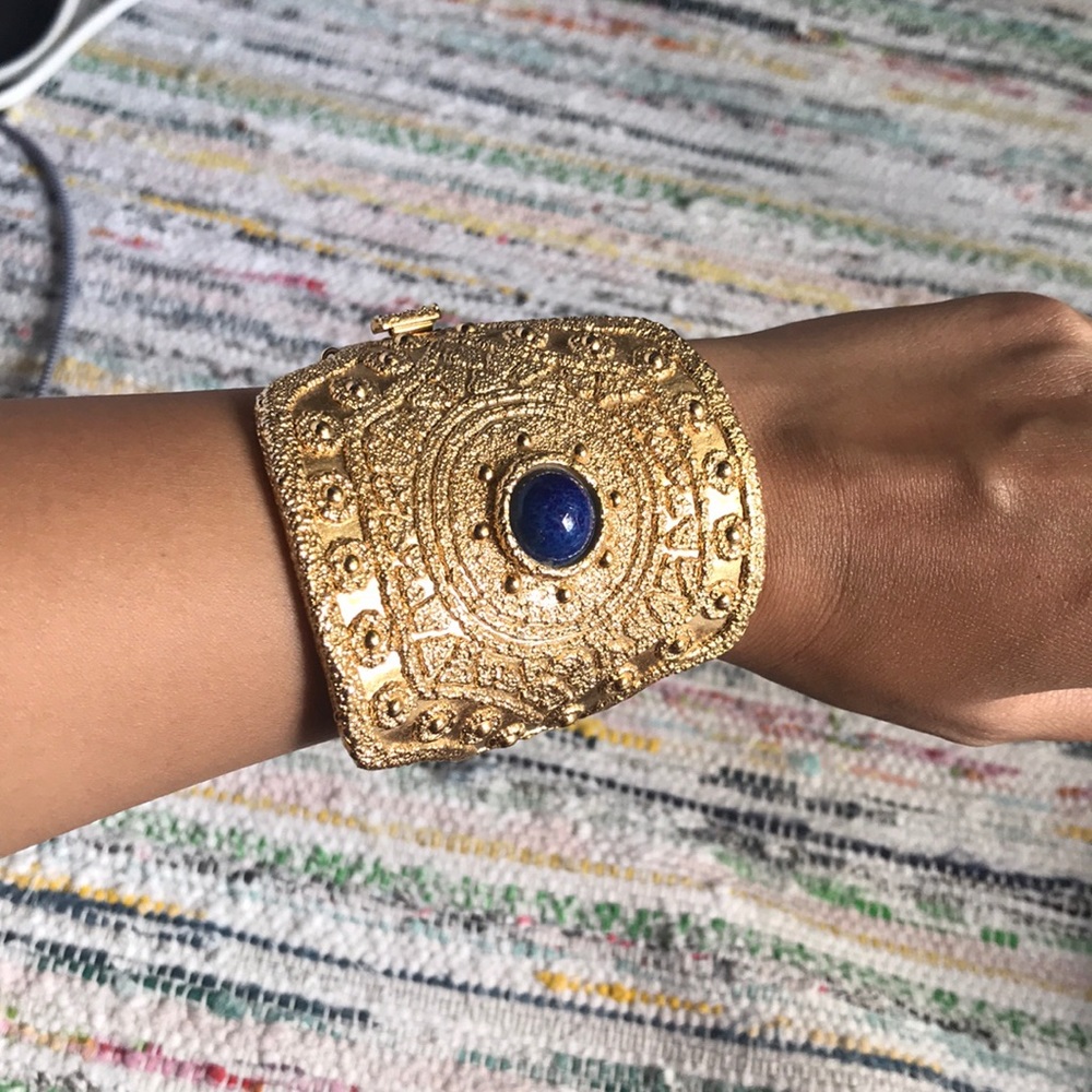 Vintage lapis gold cuff